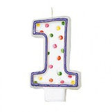 Svíčka na dort číslo 1 s puntíky